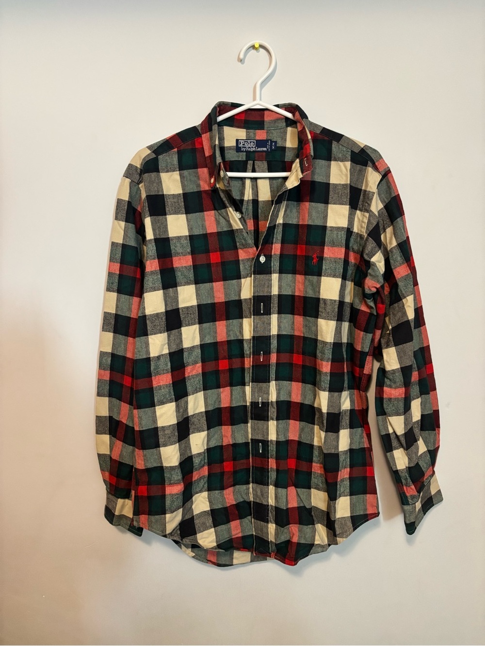 Vintage Polo by Ralph Lauren Men's Red Green Black Plaid Button-Down Shirt